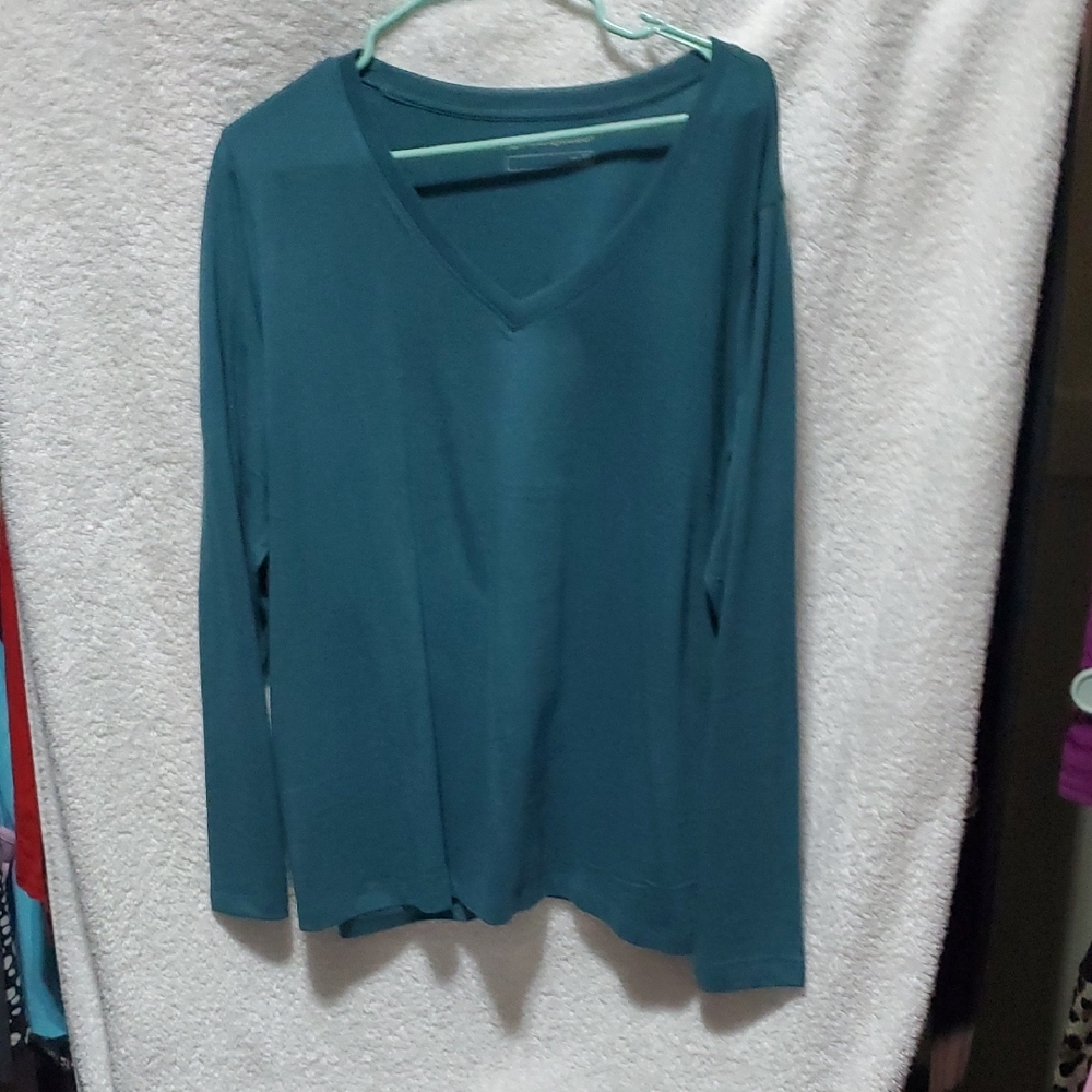 Fitted Blue Long Sleeve Blouse